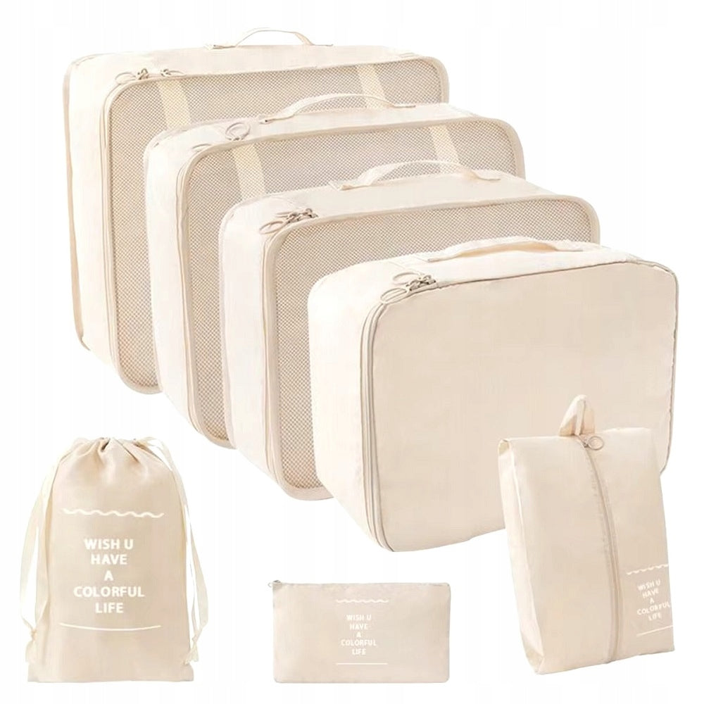 SET OF 7 TRAVEL ORGANIZERS MERINGUE FOR SUITCASE HOLIDAY TRIP TO THE CLOSET Manufacturer code ORGANIZERY DO WALIZKI BEŻOWE PODRÓŻNE