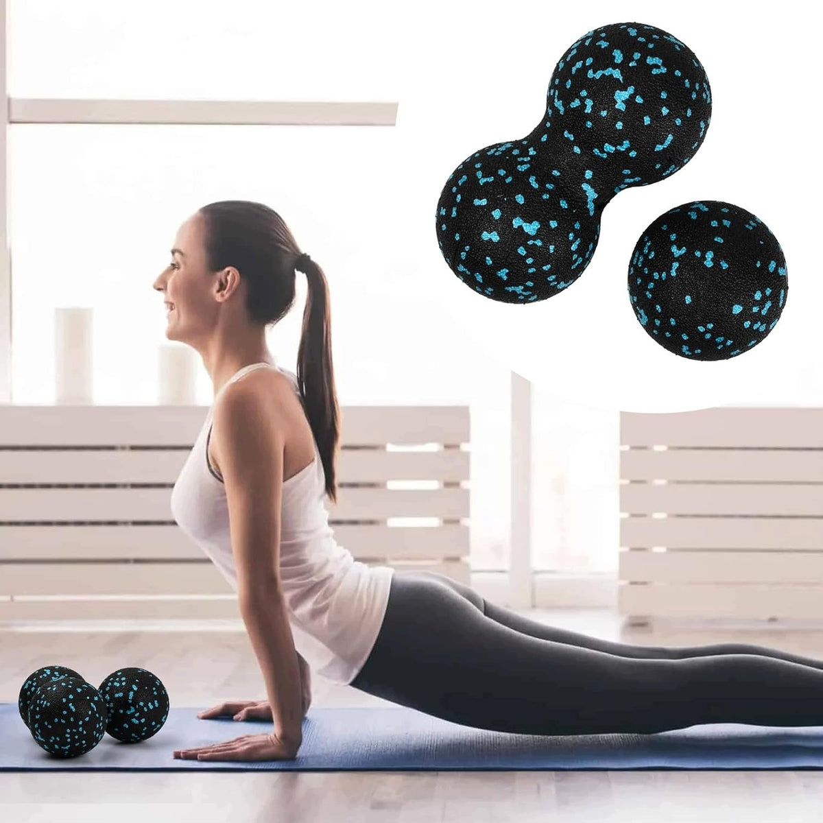 SET OF 8 CM AND 8X16 CM WALNUT FASCIA MASSAGE BALLS WITH EPP Brand Object