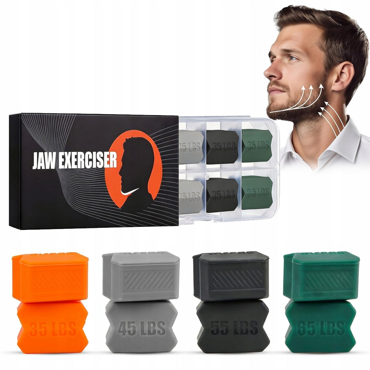 SET OF 8 RUBBERS FOR MANDIBLE AND JAW EXERCISES JAWLINE DEVICE SLIM FACE