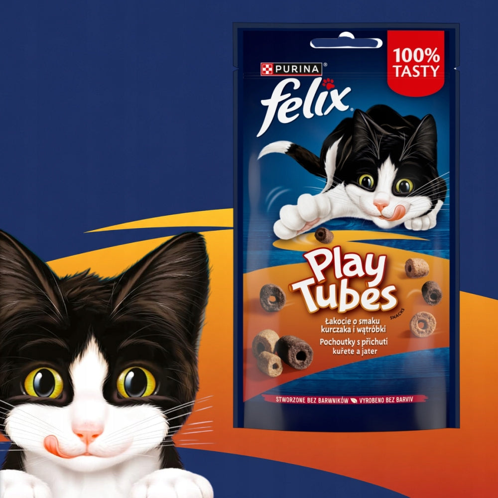 SET OF 8X CAT TREATS FELIX PLAYTUBES - CHICKEN AND LIVER, 50G Manufacturer code 7613036707381