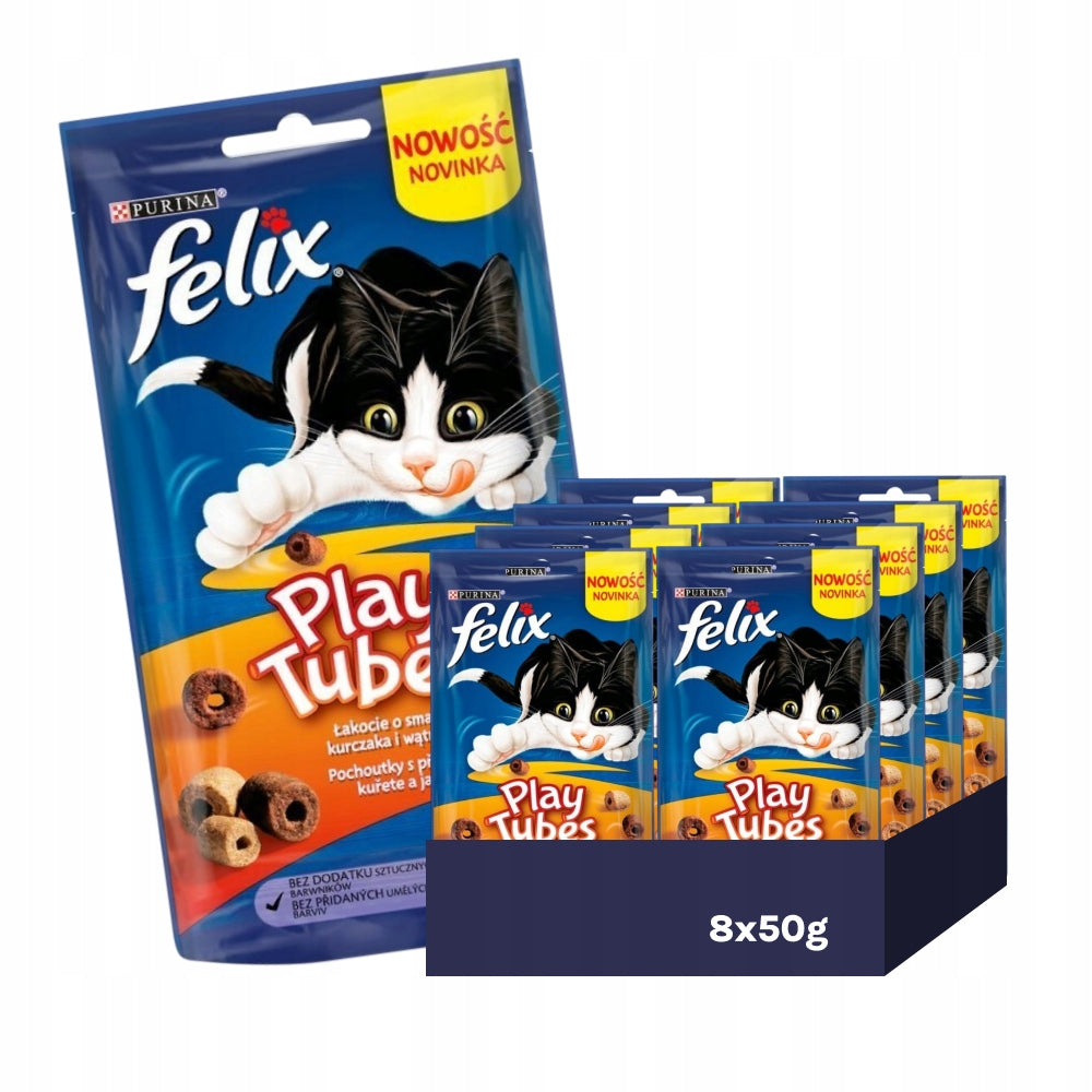 SET OF 8X CAT TREATS FELIX PLAYTUBES - CHICKEN AND LIVER, 50G