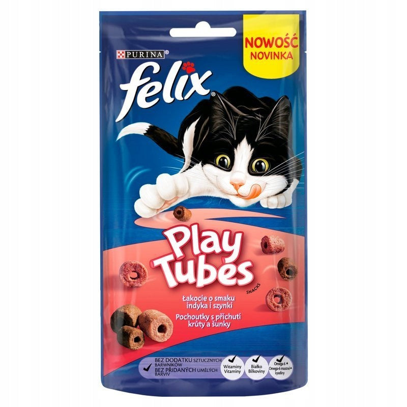 SET OF 8X CAT TREATS FELIX PLAYTUBES - TURKEY AND HAM, 50G Manufacturer code 7613036707503