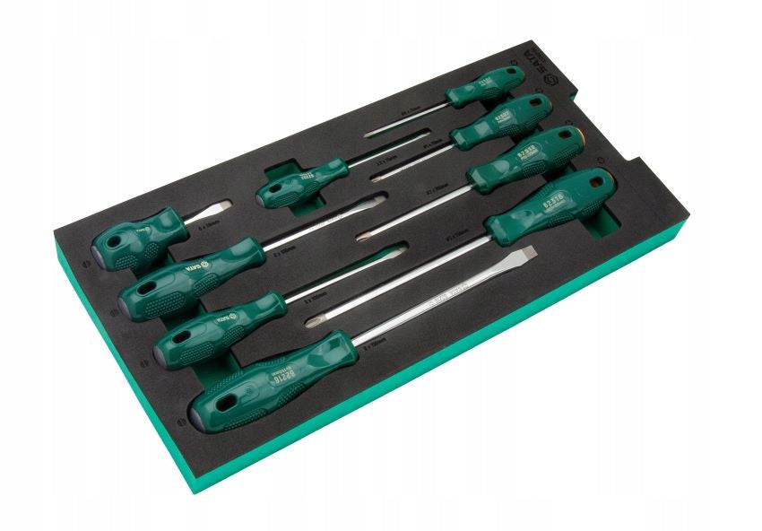 SET OF 9 FLAT AND CROSS SCREWDRIVERS IN EVA FOAM SATA ST09916G BOAT