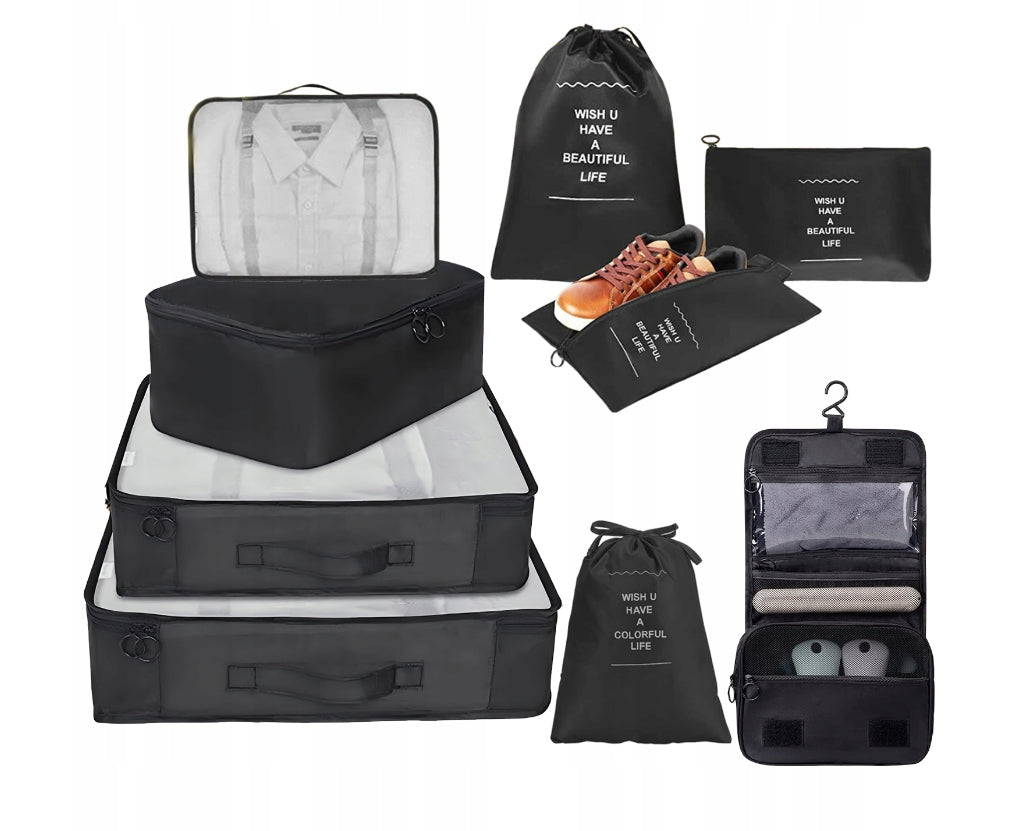 SET OF 9 TRAVEL ORGANIZERS FOR CLOTHING SUITCASE SHOES UNDERWEAR