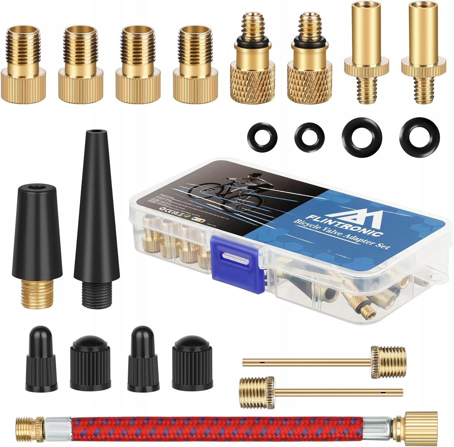 SET OF ADAPTERS TIPS FOR PUMPING BICYCLE TIRES VALVES 21PCS