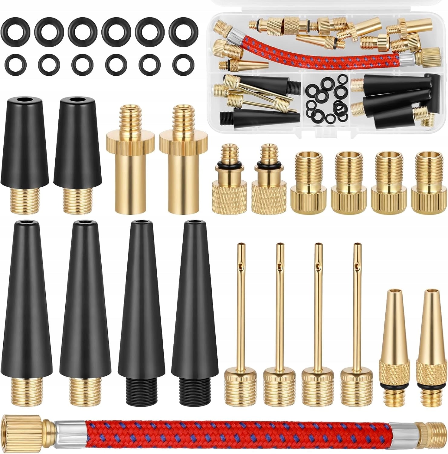 SET OF ADAPTERS TIPS FOR PUMPING BICYCLE TIRES VALVES 33PCS