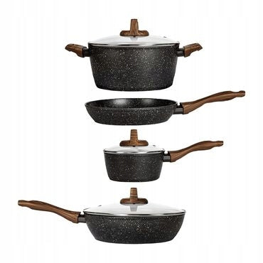 SET OF ALUMINUM POTS 7EL SET OF POTS SMILE LID PAN Coating type non-stick