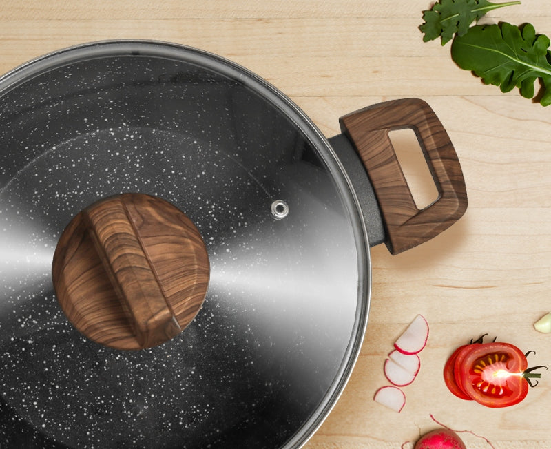 SET OF ALUMINUM POTS 7EL SET OF POTS SMILE LID PAN Color brown