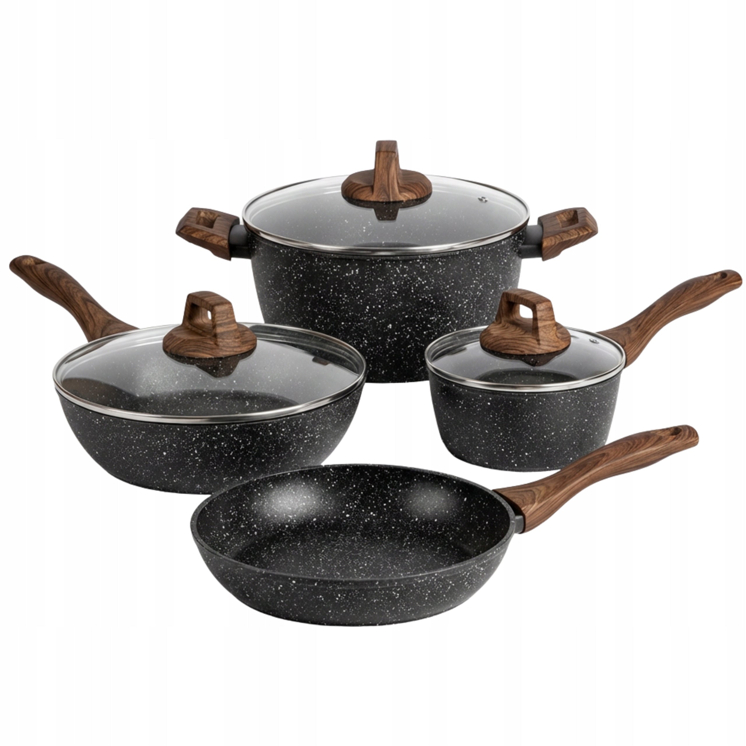 SET OF ALUMINUM POTS 7EL SET OF POTS SMILE LID PAN