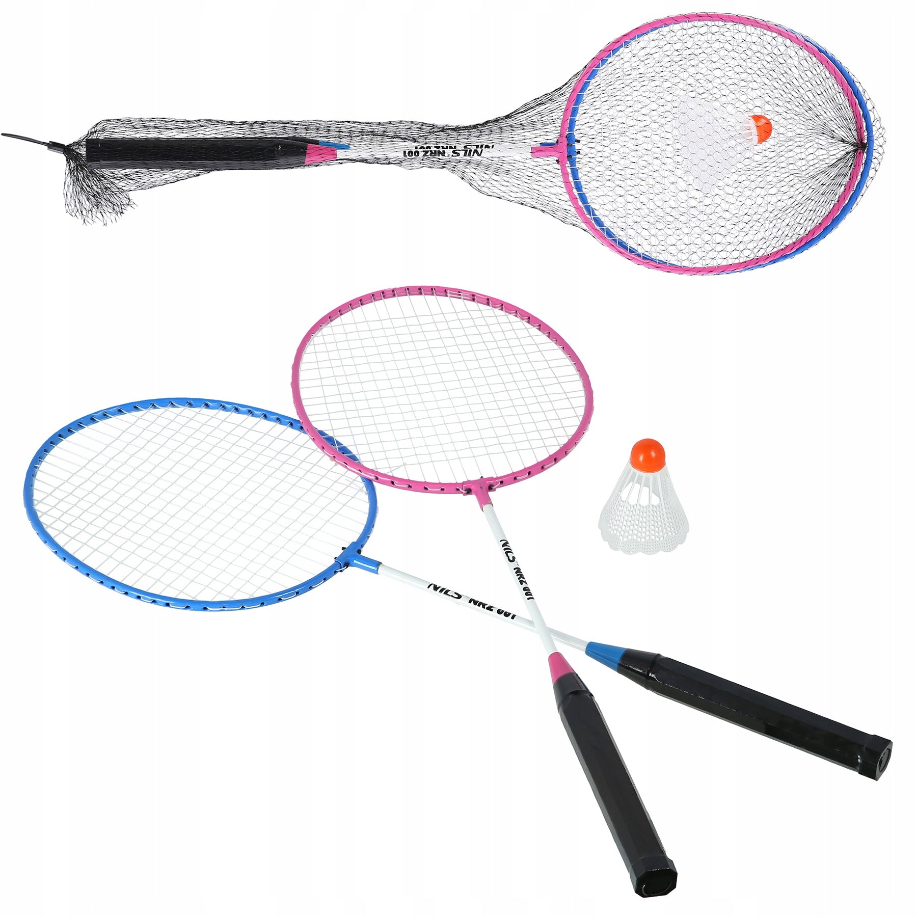 SET OF BADMINTON RACKETS 2 RACKETS SHUTTLECOCK NILS NRZ001