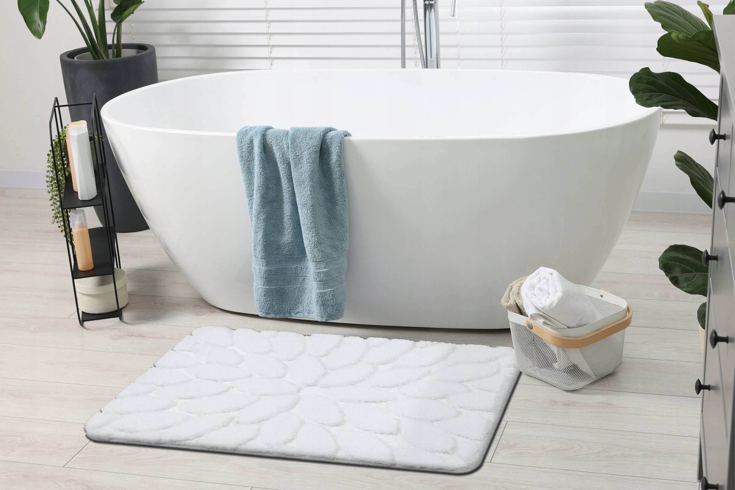 SET OF BATHROOM CARPET WC 50x80 STONES white SOFT THICK #KPL249 Product width 50 cm