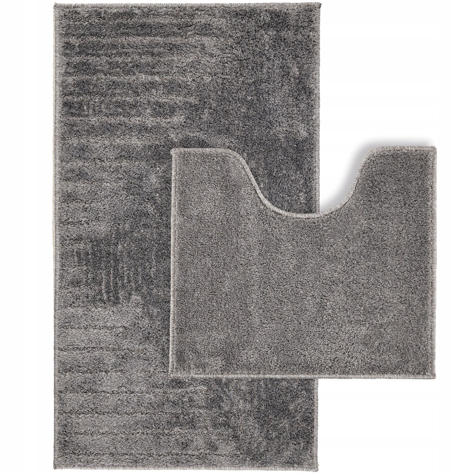 SET OF BATHROOM RUGS JOY 2 PCS 57x100+57x50 GREY MAT WITH CUTOUT