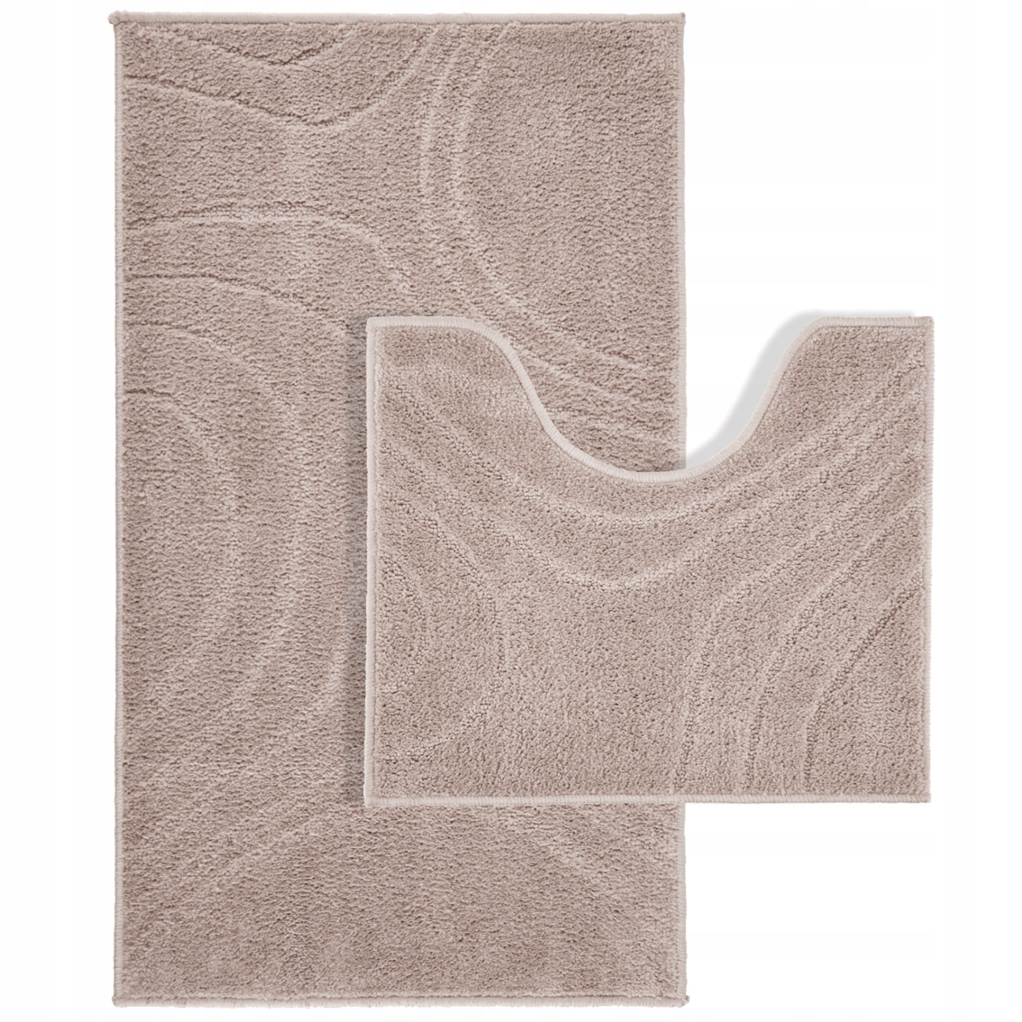 SET OF BATHROOM RUGS JOY 2 PCS 57x100+57x50 cm BEIGE WITH CUTOUT