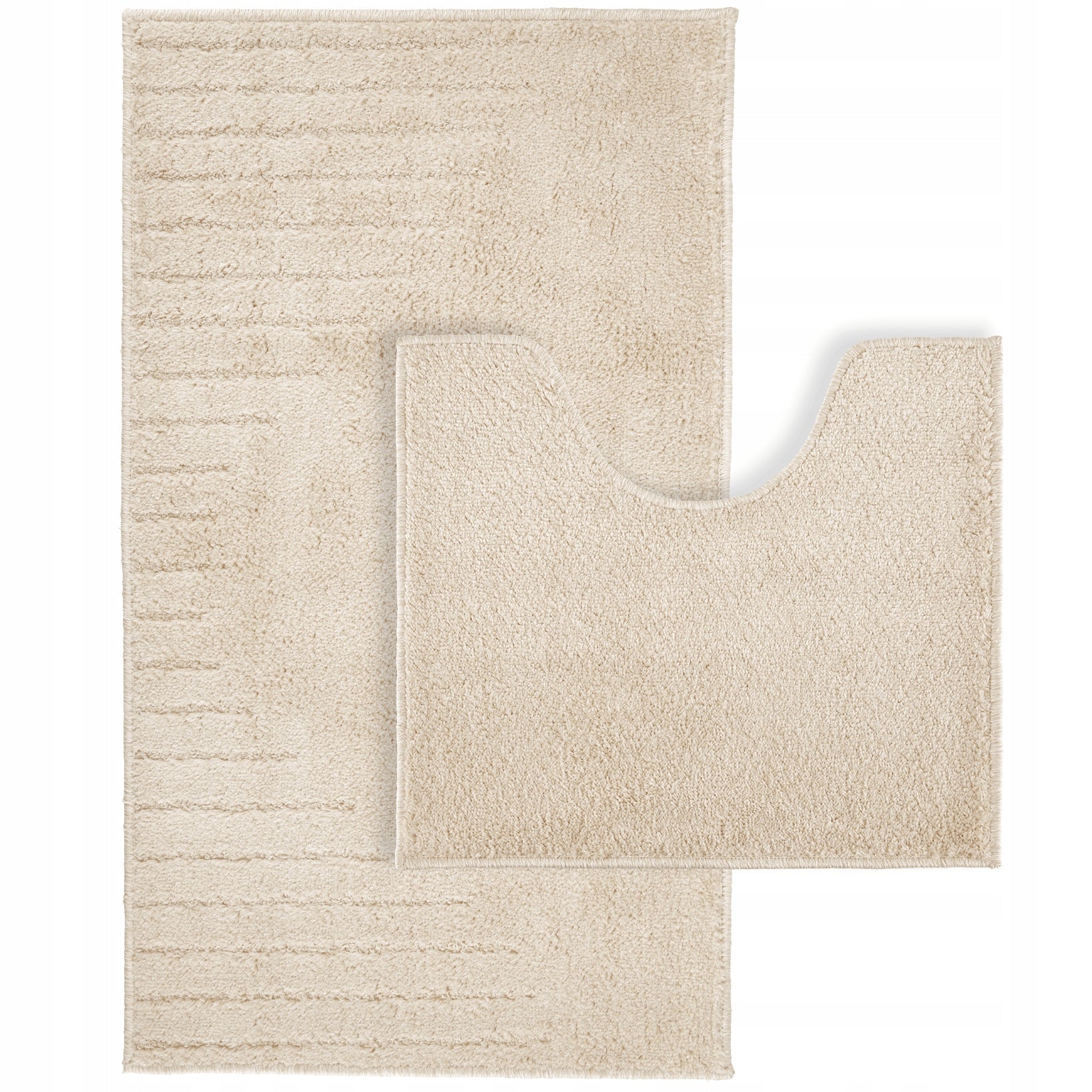 SET OF BATHROOM RUGS JOY 2 PCS 57x100+57x50 cm CREAM WITH CUTOUT