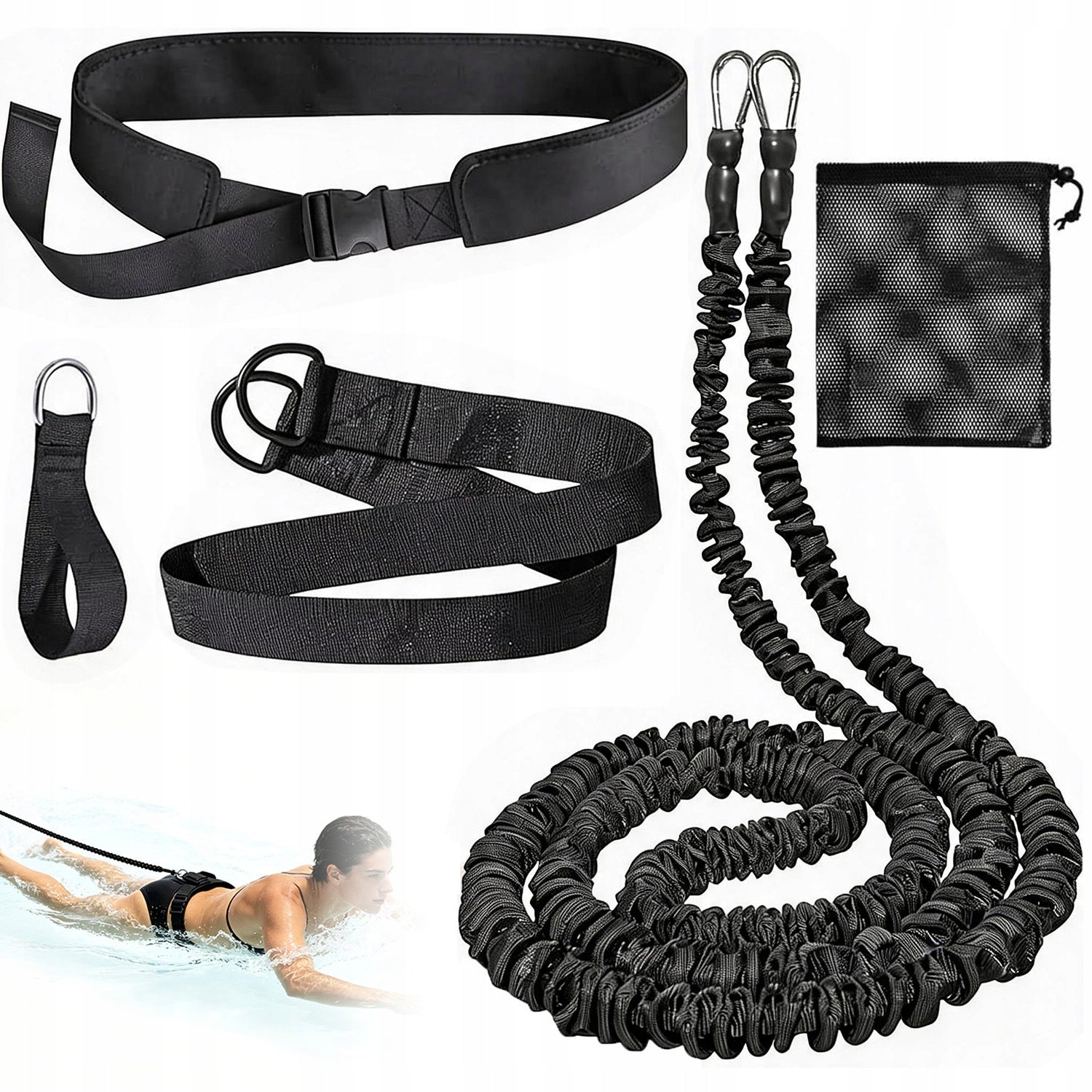 SET OF BELTS FOR SWIMMING TRAINING 7,5M TO FROG BACK DURABLE