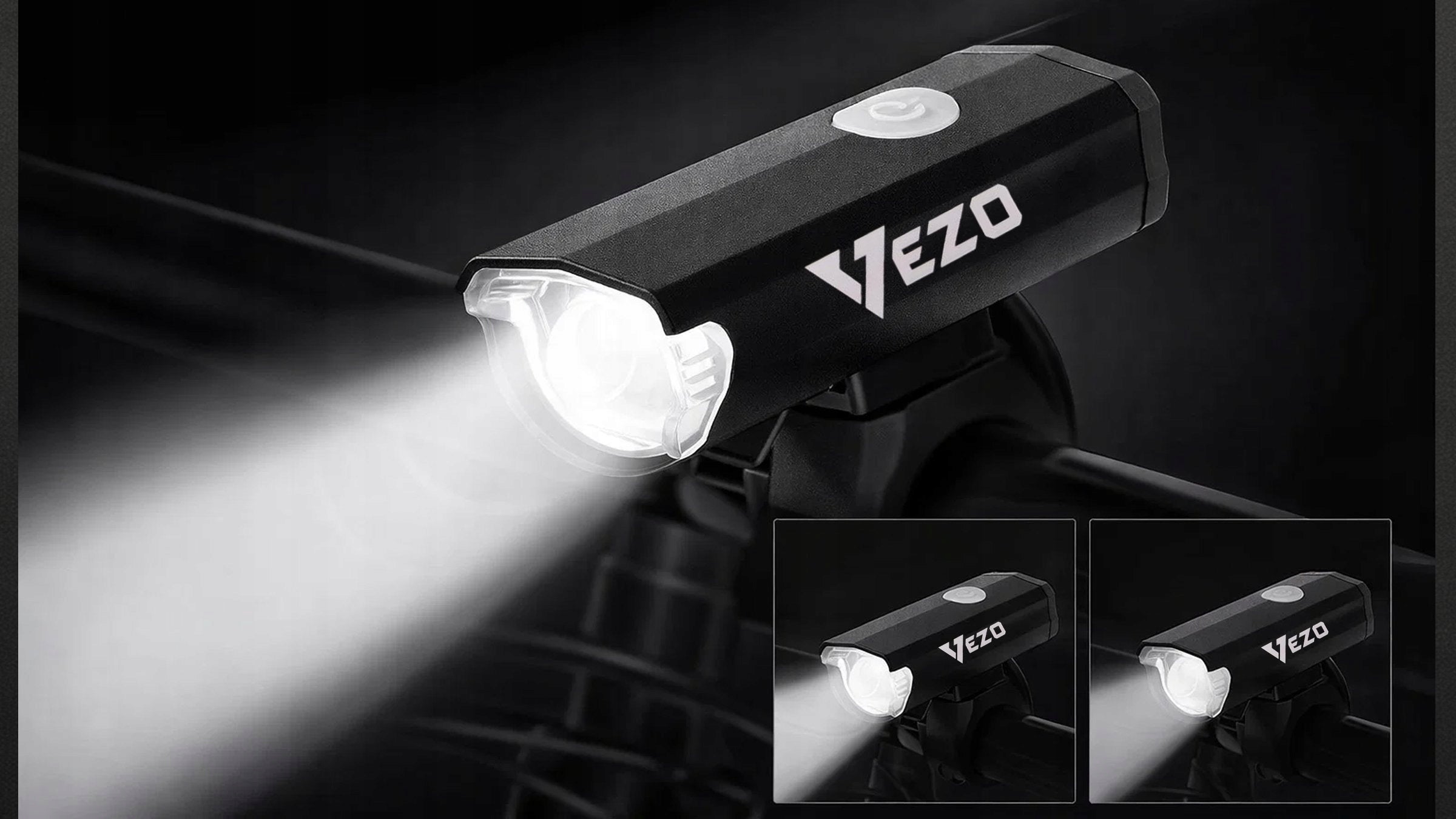 SET OF BICYCLE LIGHTS FRONT + REAR 300 LM 240° USB WATERPROOF VEZO Packaging status original