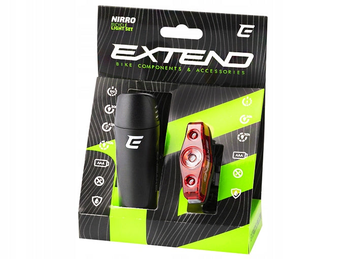 SET OF BICYCLE LIGHTS FRONT + REAR LED FOR BIKE 100 LM + 4 LM BATTERY OPERATED Model NIRRO