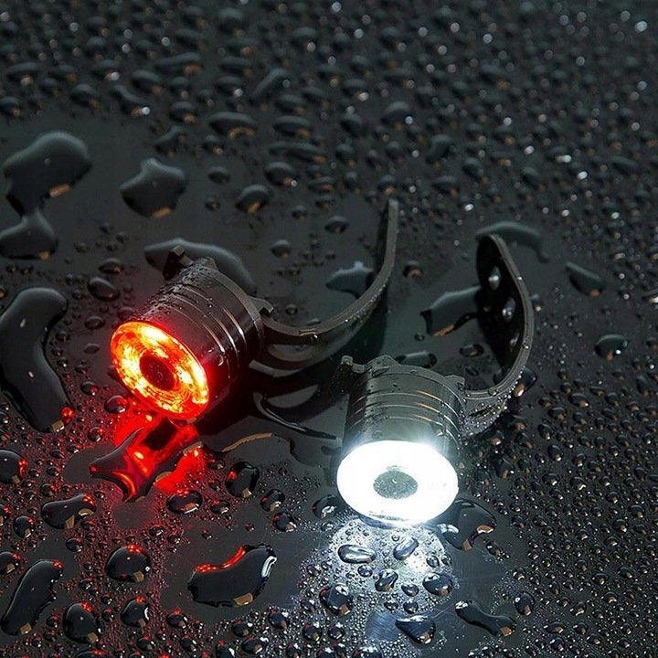 SET OF BICYCLE LIGHTS STRONG FRONT REAR LED LIGHT BIKE HANDLEBAR Power supply battery
