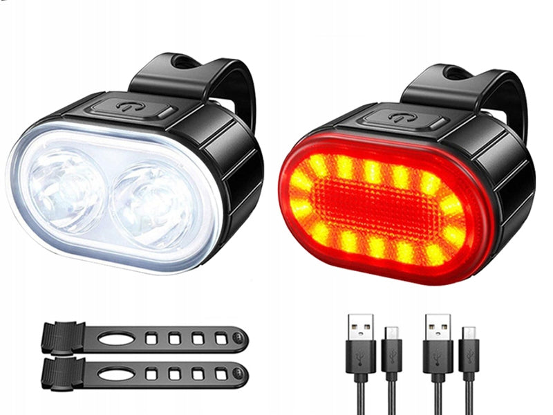 SET OF BICYCLE LIGHTS USB BIKE LIGHTS FRONT AND REAR LAMP SET