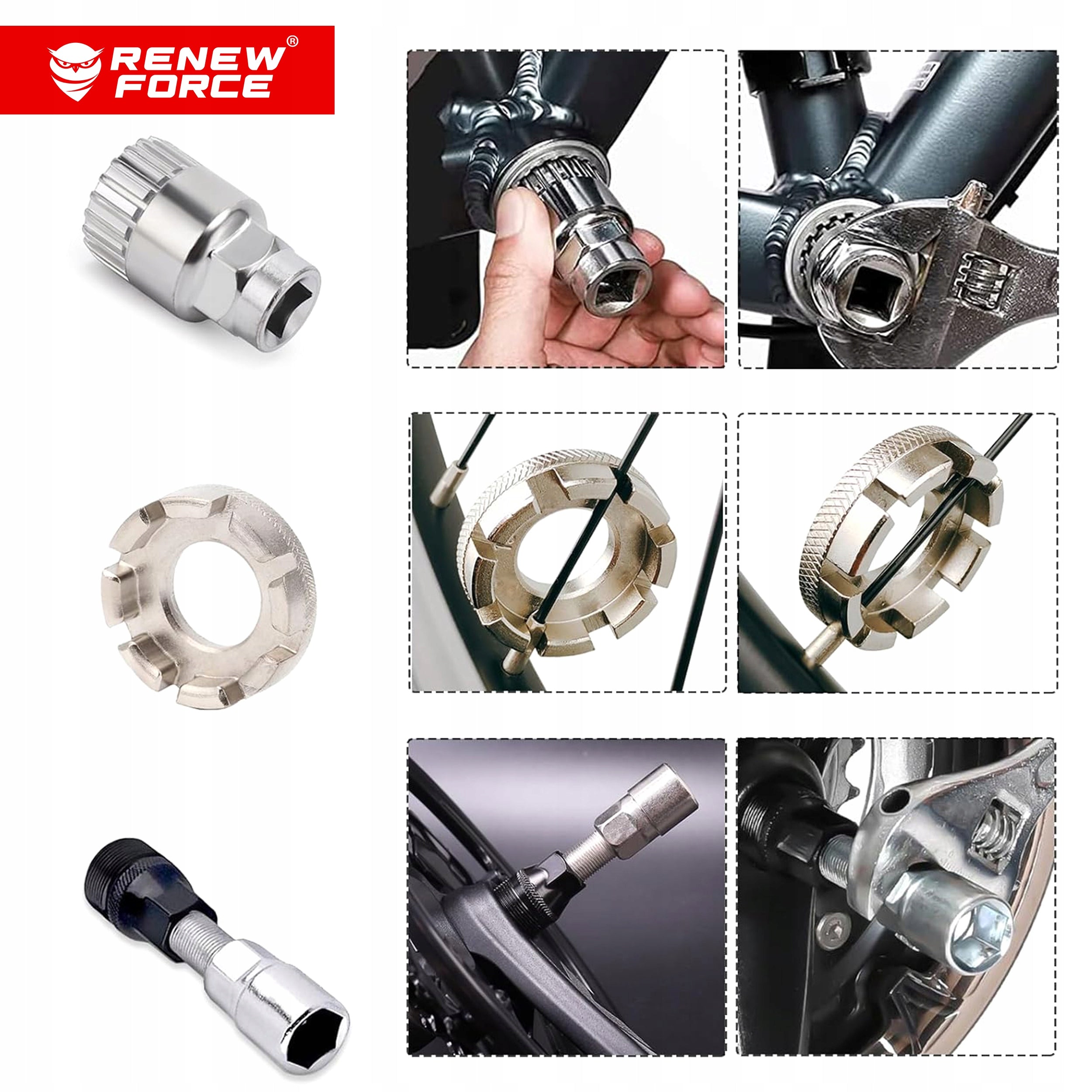 SET OF BICYCLE TOOLS CRANK SUPPORT KEY FOR BICYCLE BACIK CUMPER 10el Model ROWER KONSERWACJA NAPRAWA SZPRYCH PROSTOWANIA 2