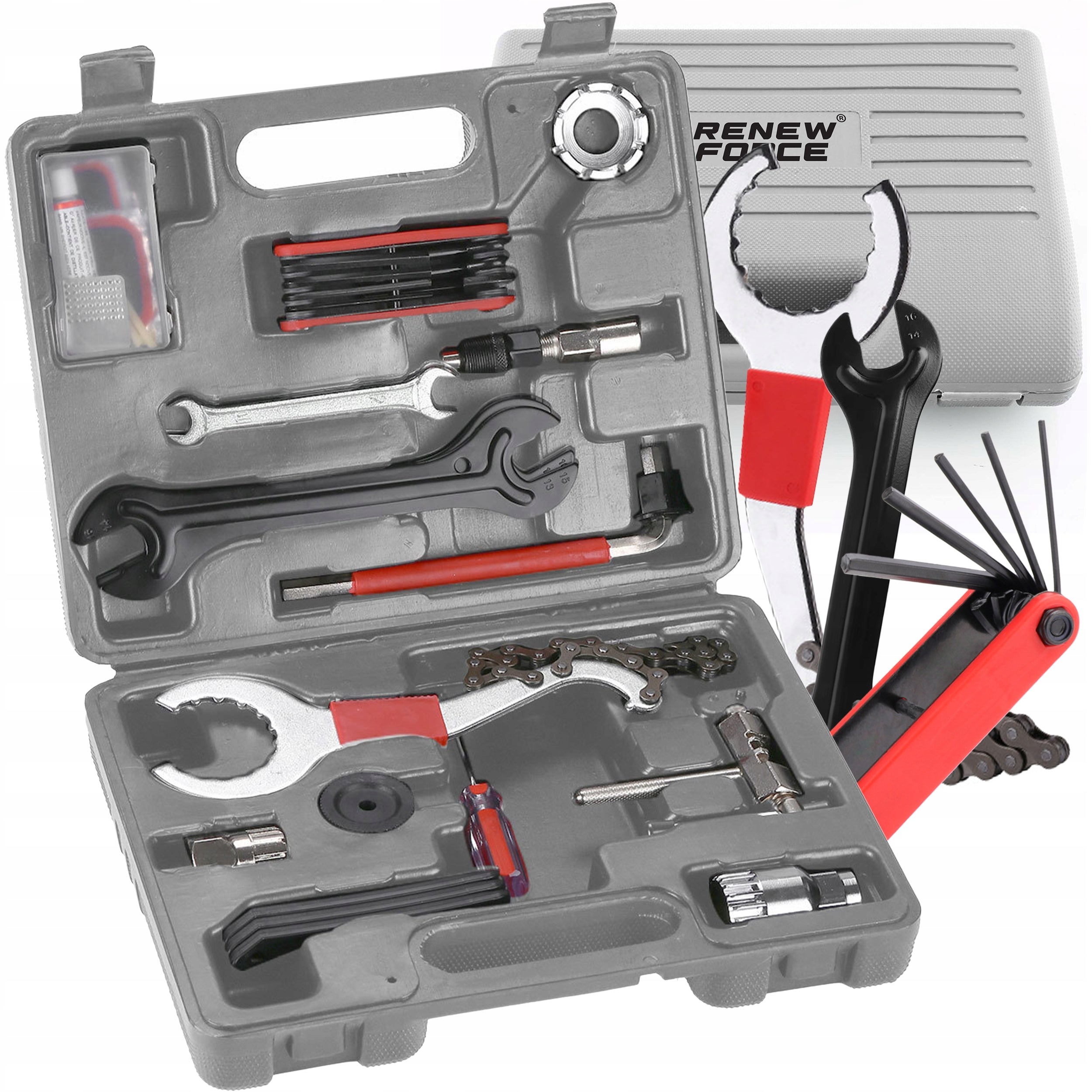 SET OF BICYCLE TOOLS KEYS CRANK FOR BIKE 17 IN 1 CONVENIENT SUITCASE For multifunctional