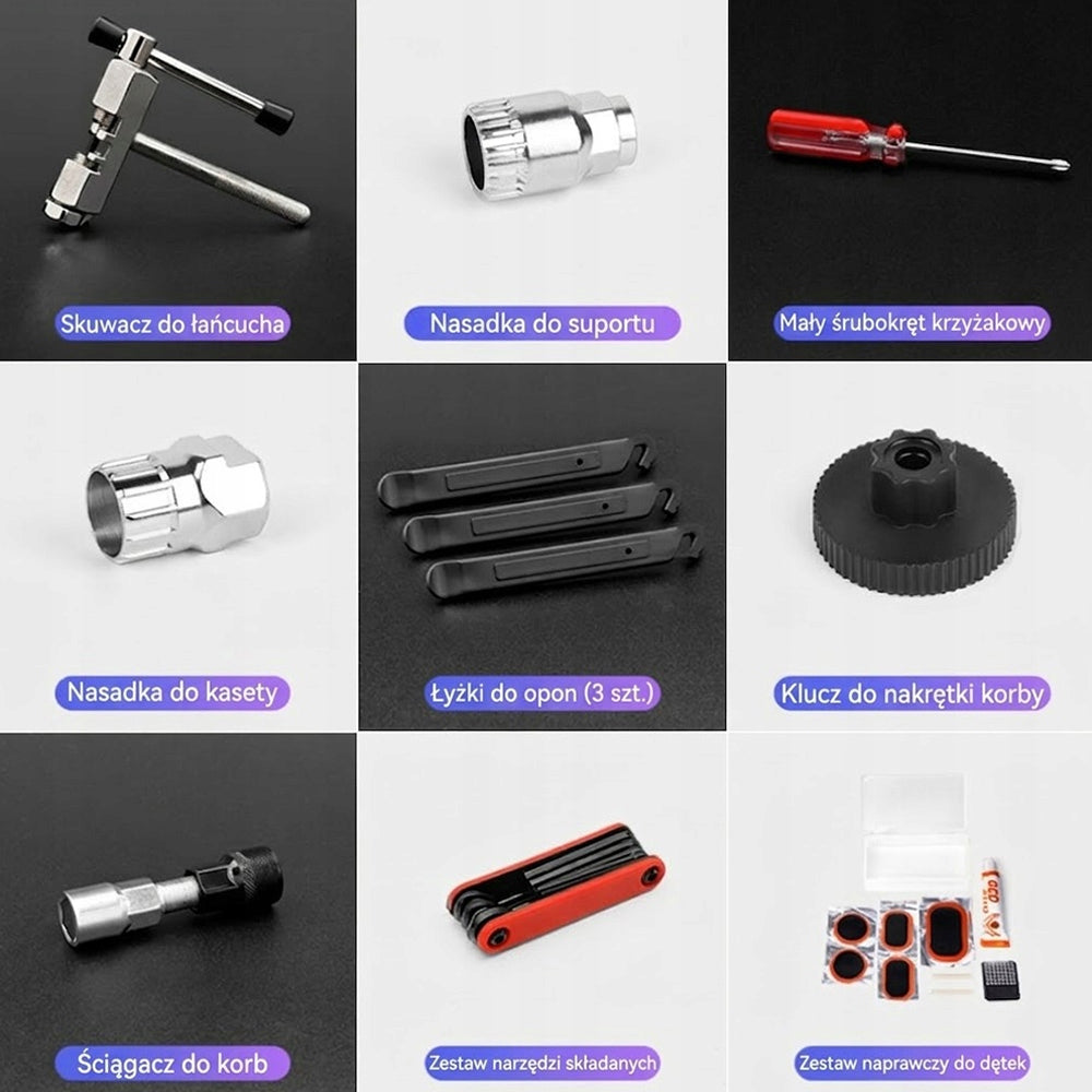SET OF BICYCLE TOOLS KEYS CRANK FOR BIKE 17 IN 1 CONVENIENT SUITCASE Packaging status original
