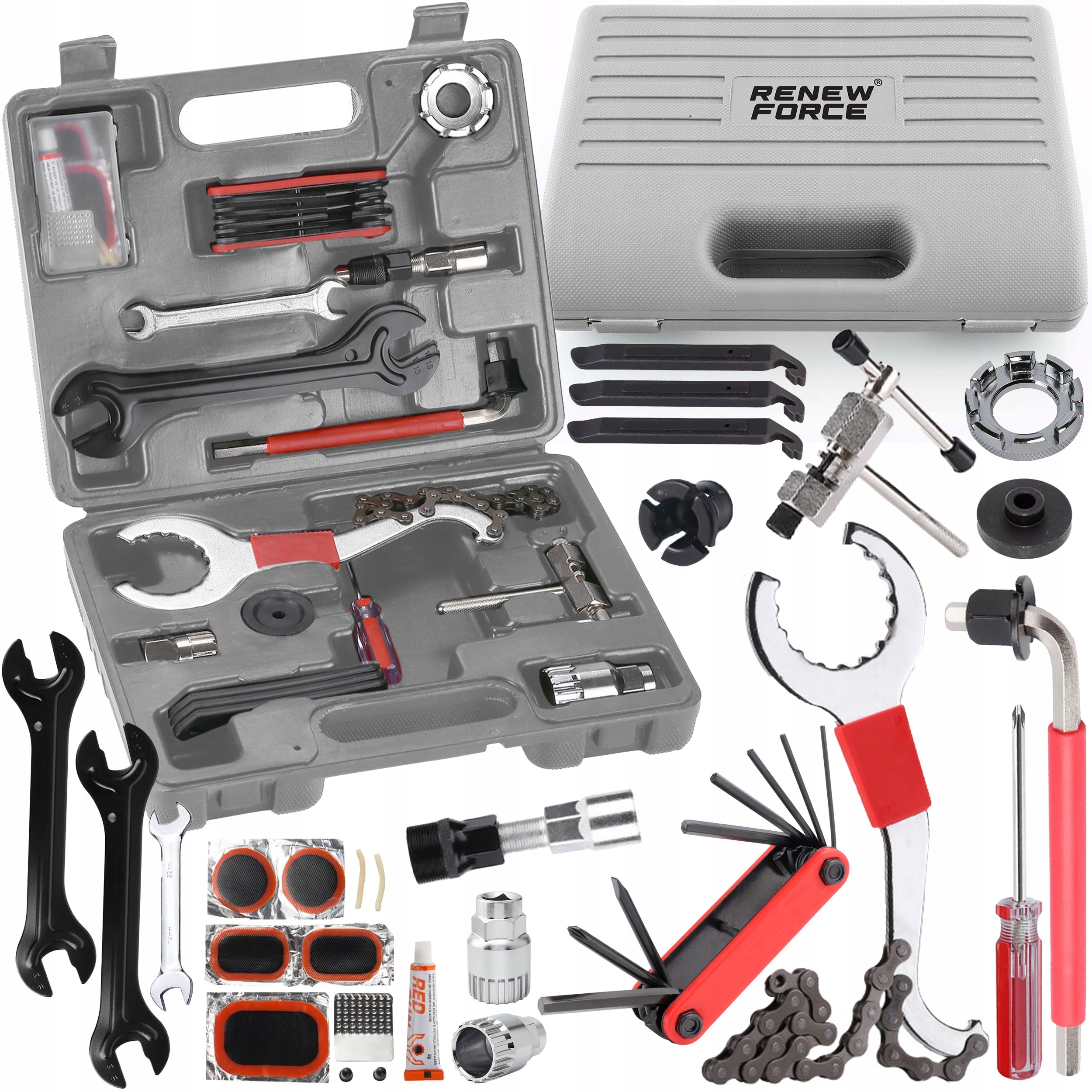 SET OF BICYCLE TOOLS KEYS CRANK FOR BIKE 17 IN 1 CONVENIENT SUITCASE