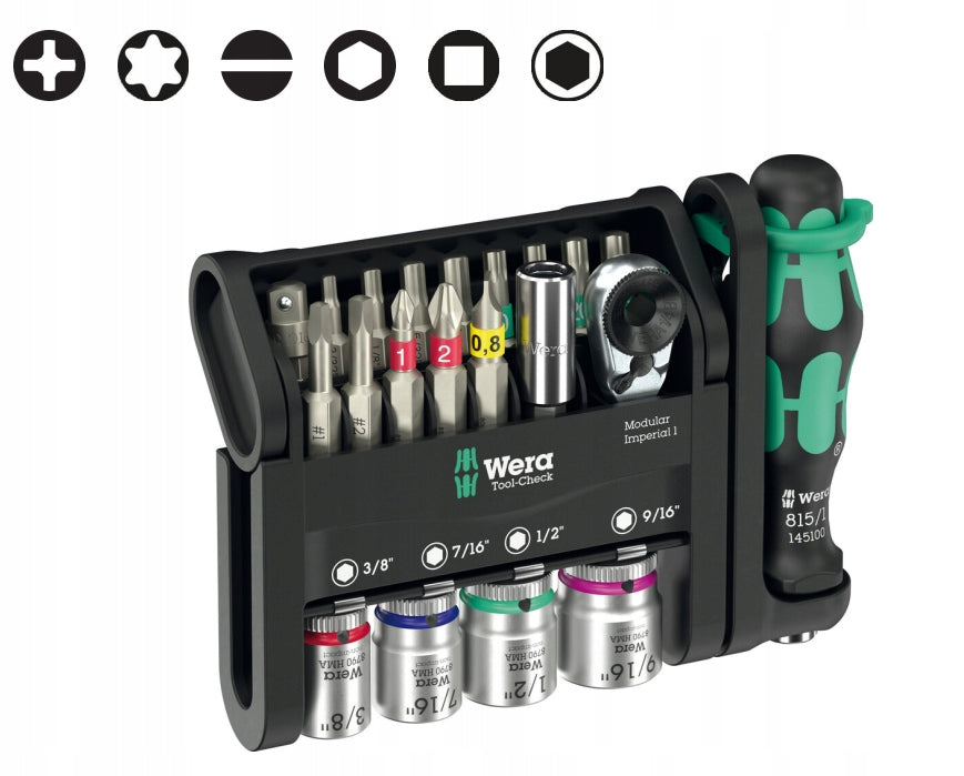 SET OF BITS AND CAPS TOOL-CHECK HOLDER 21 PARTS 05049001001 WERA