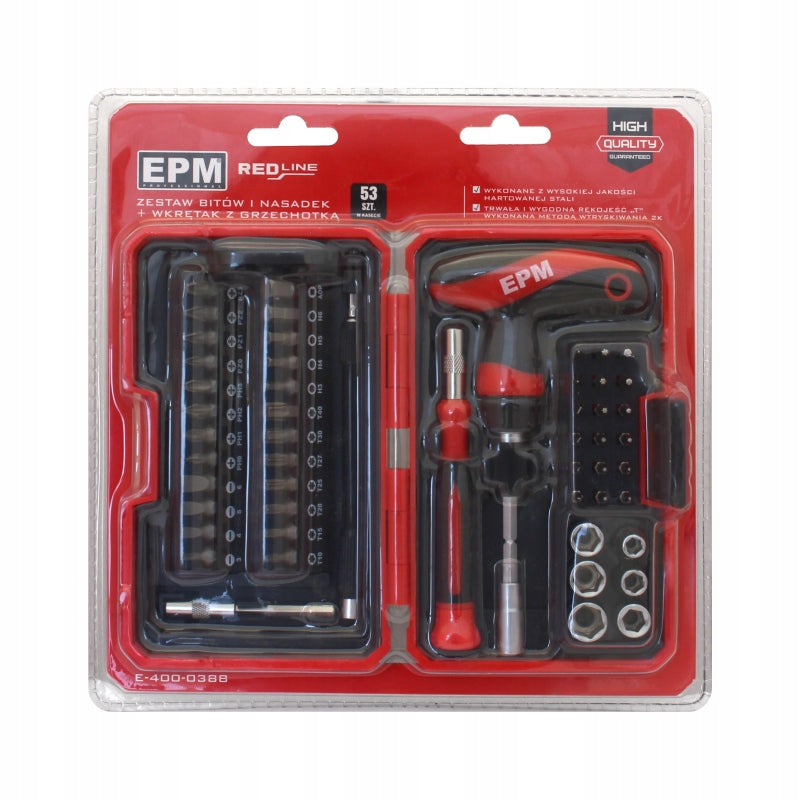 SET OF BITS AND SOCKETS IN RED LINE CASSETTE 53 PCS. EPM EAN (GTIN) 5908235765372
