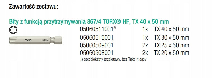 SET OF BITS BIT-CHECK 6 WOOD TX HF 1 SB, 6CZ. 05073639001 WERA Packaging status original