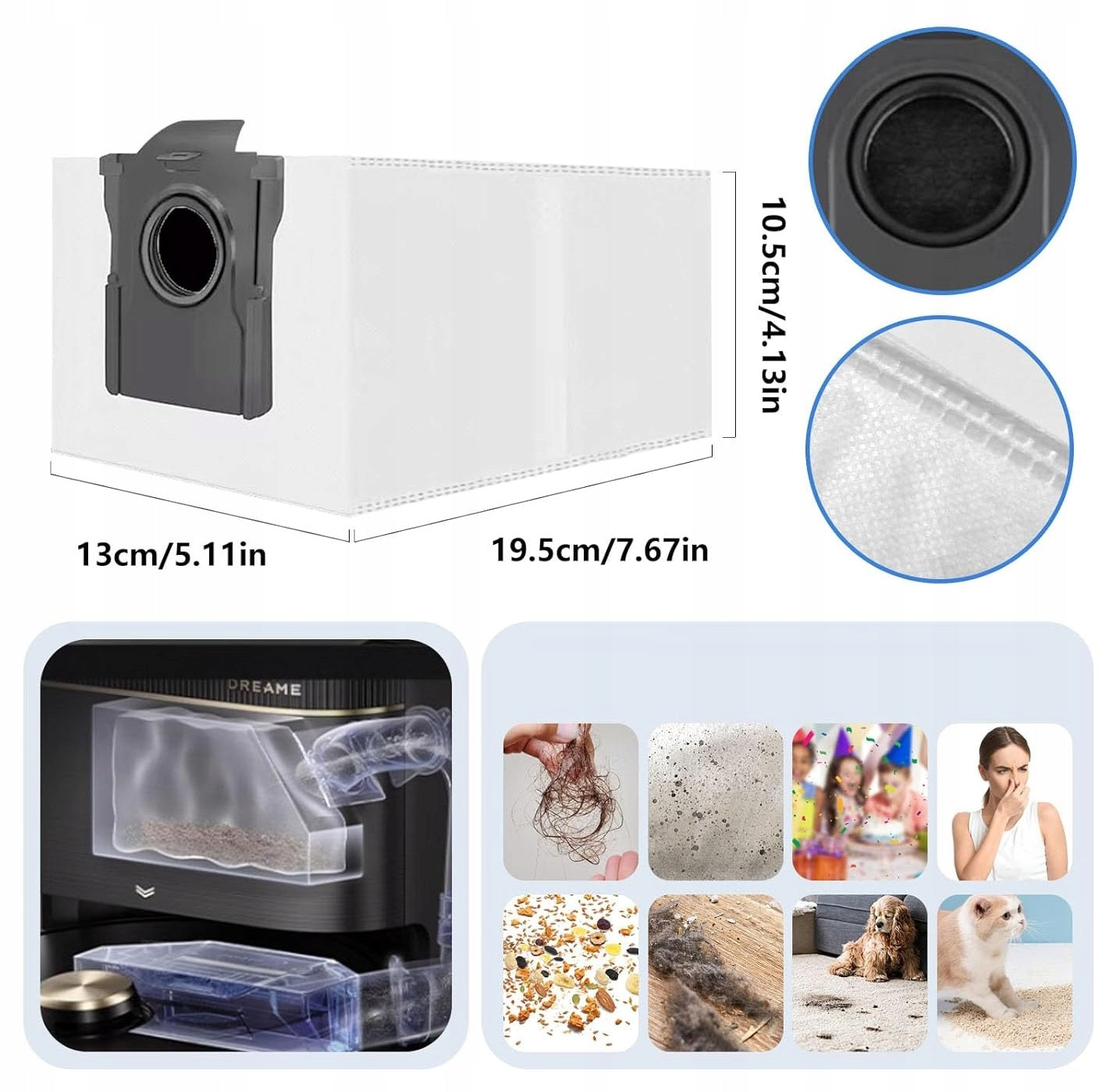 SET OF BRUSH FILTERS BAGS FOR DREAME X40 ULTRA COMPLETE / X40 PRO / L40 Brand no brand