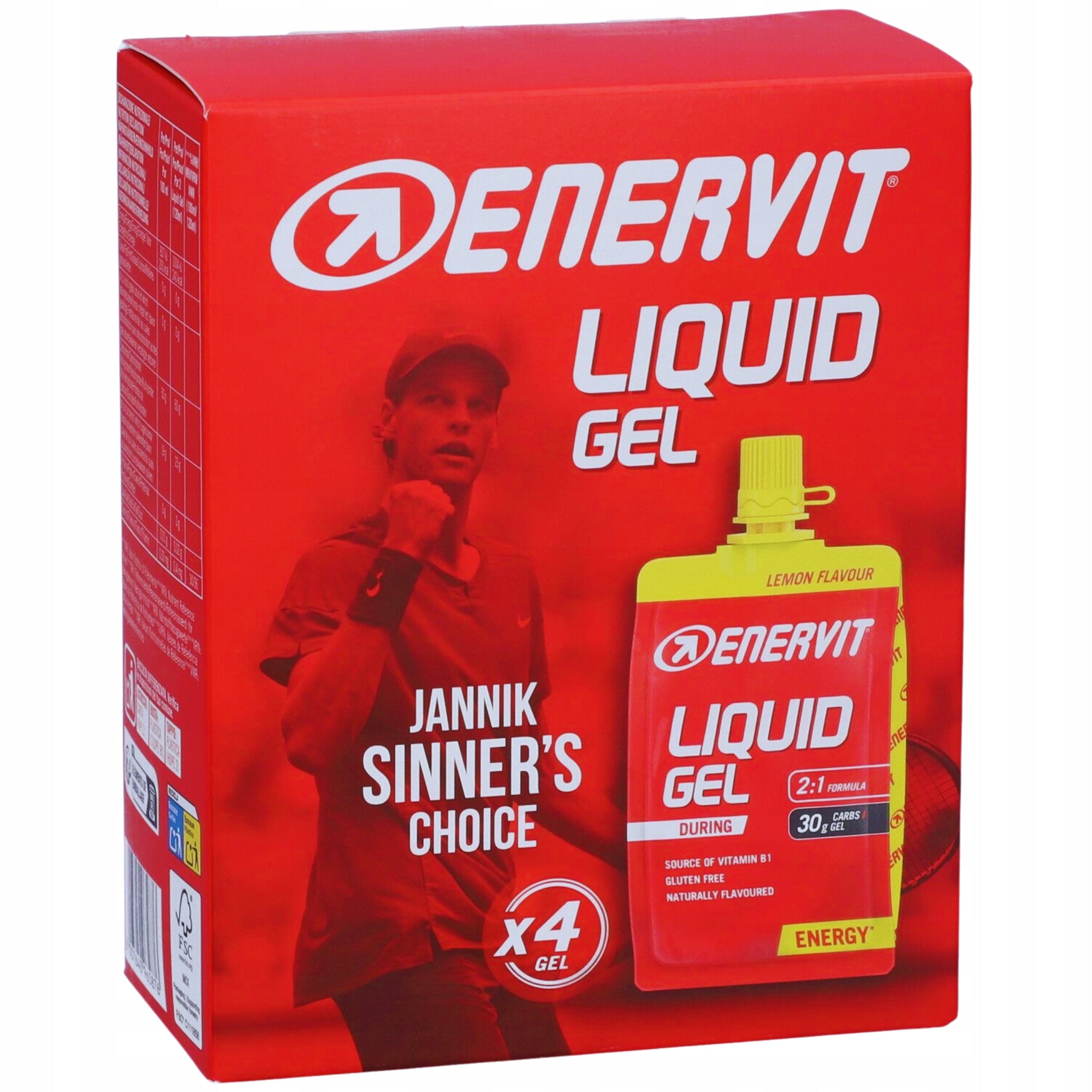 SET OF CARBOHYDRATE GELS LIQUID GEL 2:1 ENERVIT 30g CARBO CHARCOAL 60ml x4