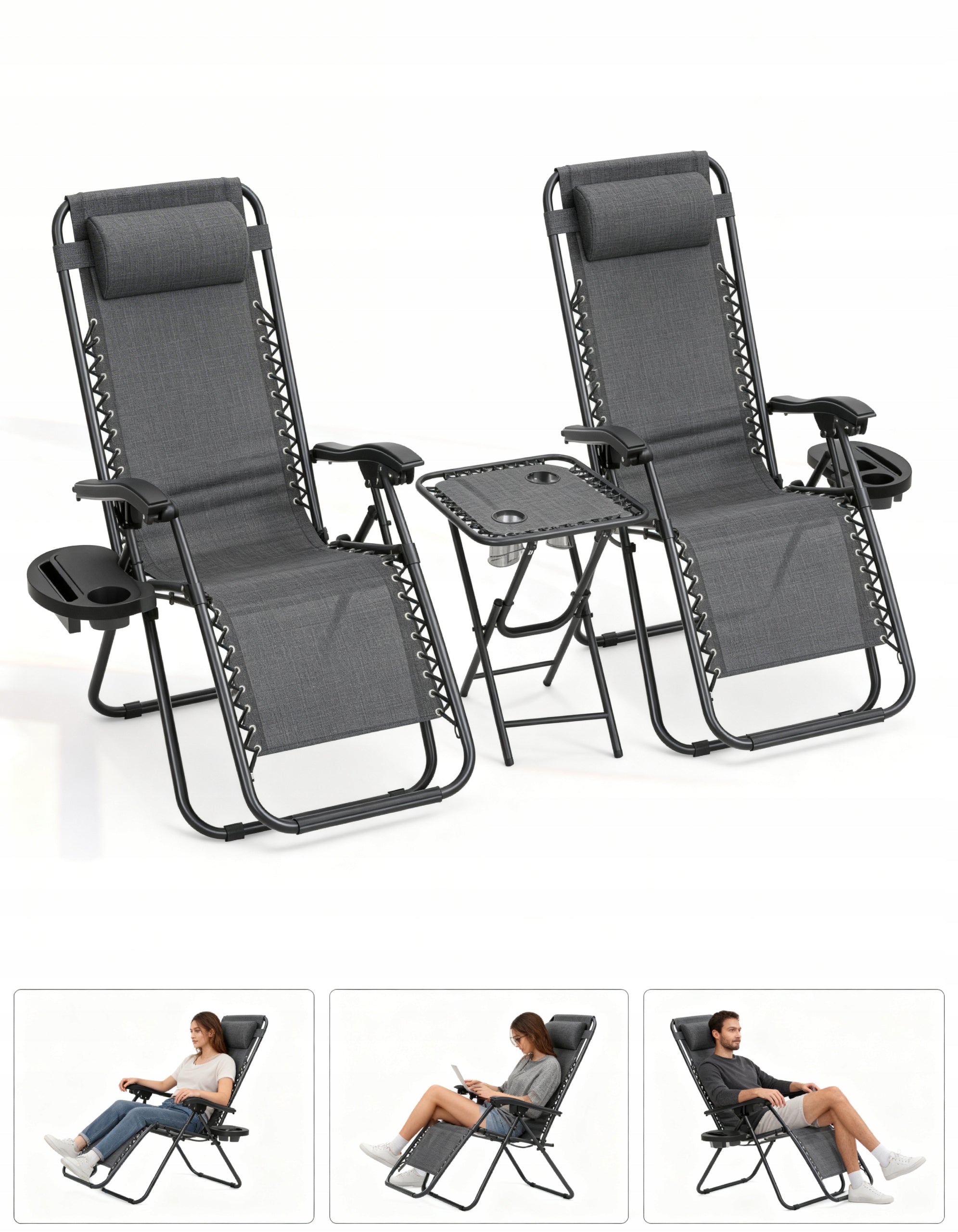 SET OF CHAIRS WITH TABLE TDC-2503 GARDEN FOLDING HANDLE Model TDC-2503