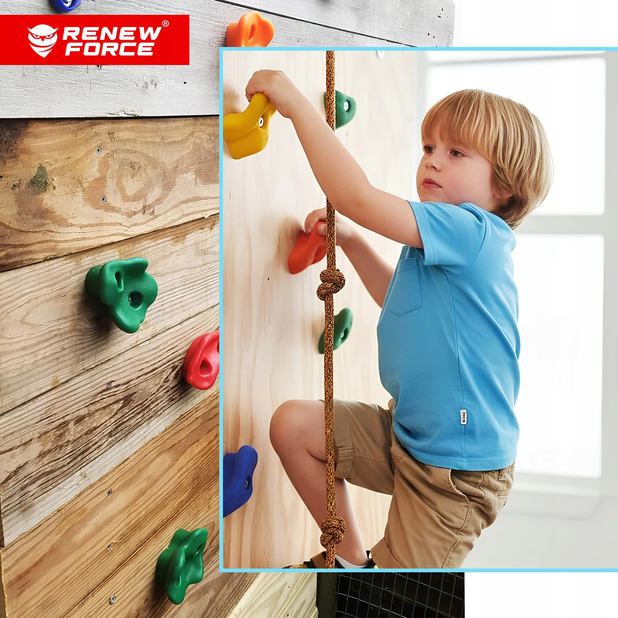 SET OF CLIMBING ROPE 307cm + ROCK STONES CLIMBING WALL 25pcs Manufacturer code Uchwyty Do WSPINACZKI Ogrodu Domu ŚRUBY 50szt