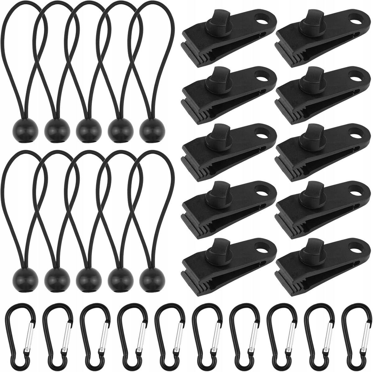SET OF CLIPS FOR TENT TARPAULINS 30PCS. STRONG FASTENING