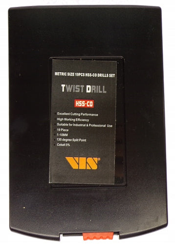 SET OF COBALT DRILL BITS FOR METAL INOX 1-13mm VIS HSS-E HSS-Co Manufacturer code ZW-19-CO-V