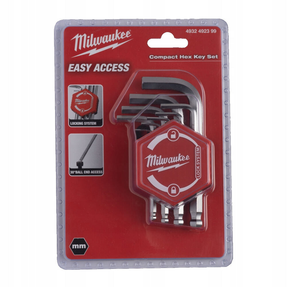 SET OF COMPACT ALLEN WRENCHES 9 pcs. SHORT MILWAUKEE Brand Milwaukee