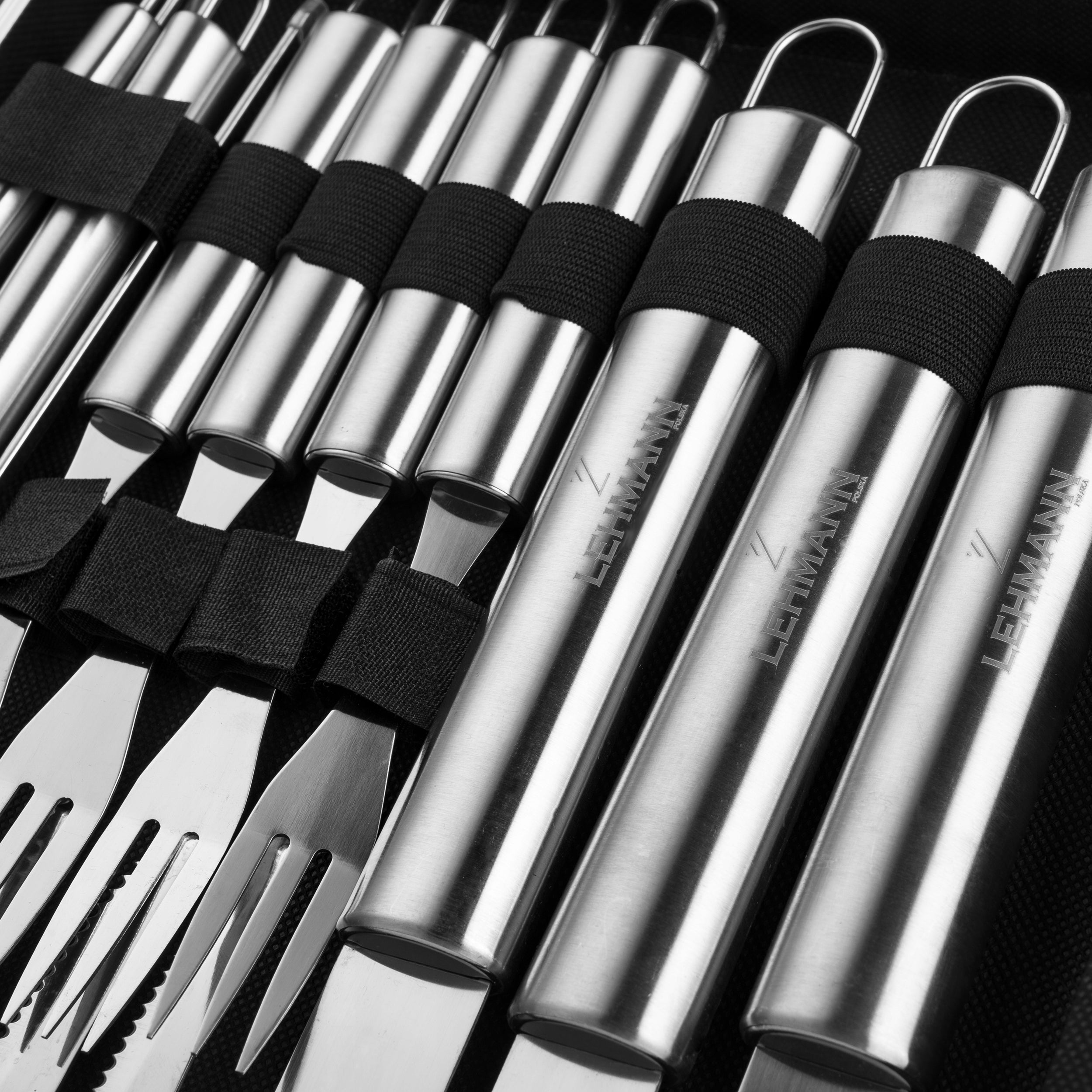 SET OF CUTLERY ACCESSORIES FOR GRILL XXL UTENSILS CUTLERY STEEL SUITCASE Kind set