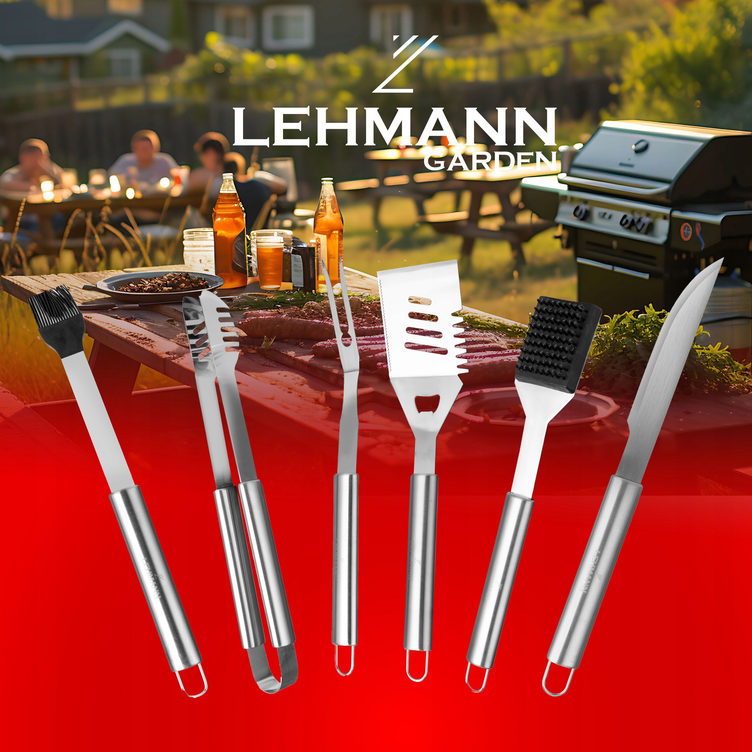 SET OF CUTLERY ACCESSORIES FOR GRILL XXL UTENSILS CUTLERY STEEL SUITCASE Manufacturer Lehmann