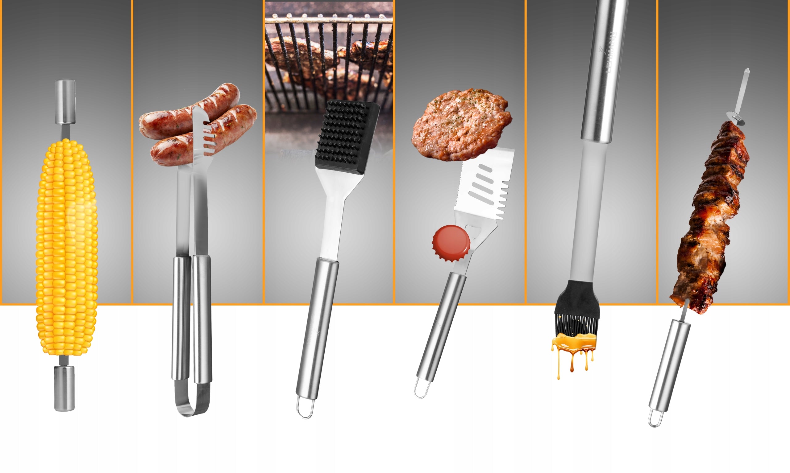 SET OF CUTLERY ACCESSORIES FOR GRILL XXL UTENSILS CUTLERY STEEL SUITCASE Number of pieces in the package 26