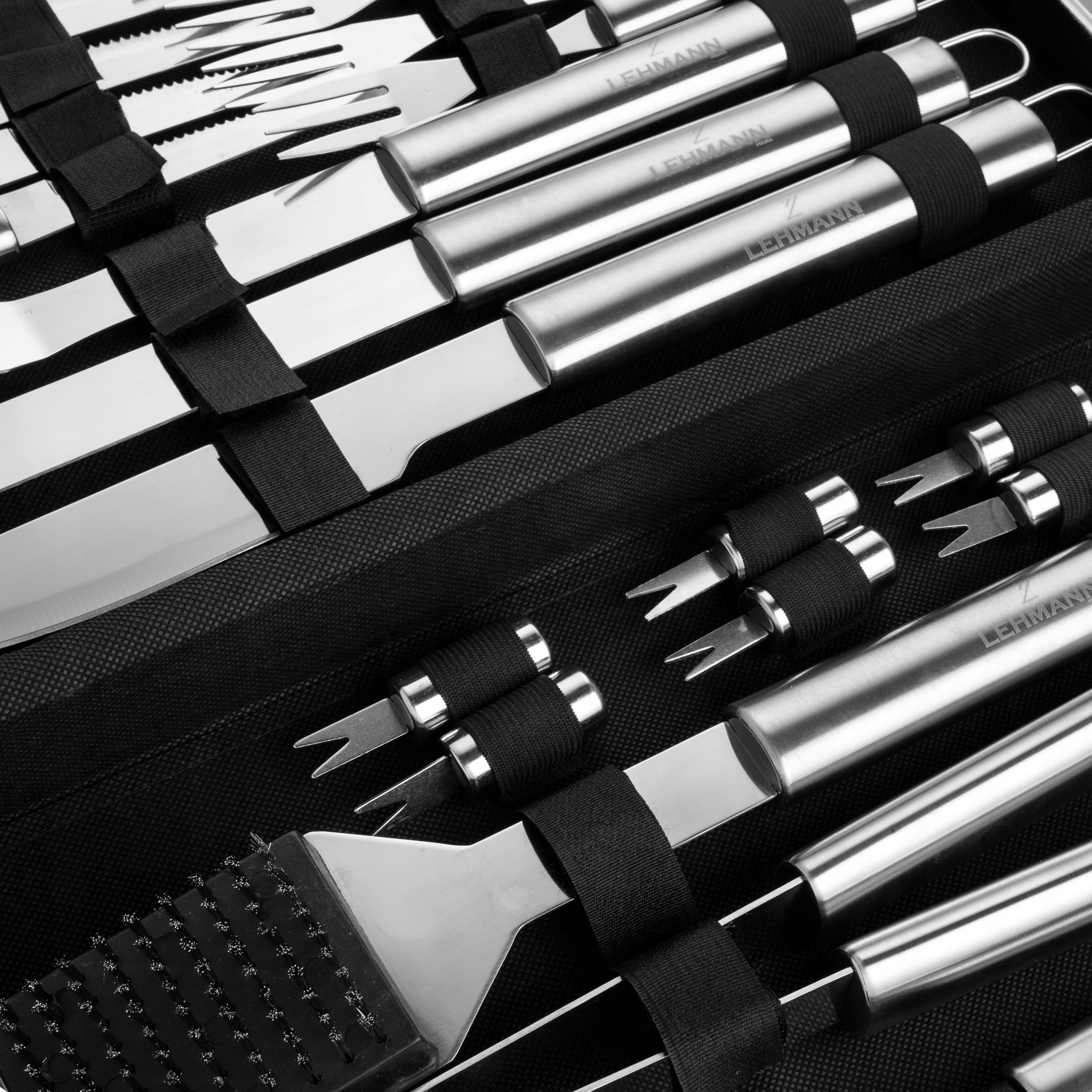SET OF CUTLERY ACCESSORIES FOR GRILL XXL UTENSILS CUTLERY STEEL SUITCASE Product weight with unit packaging 2 kg