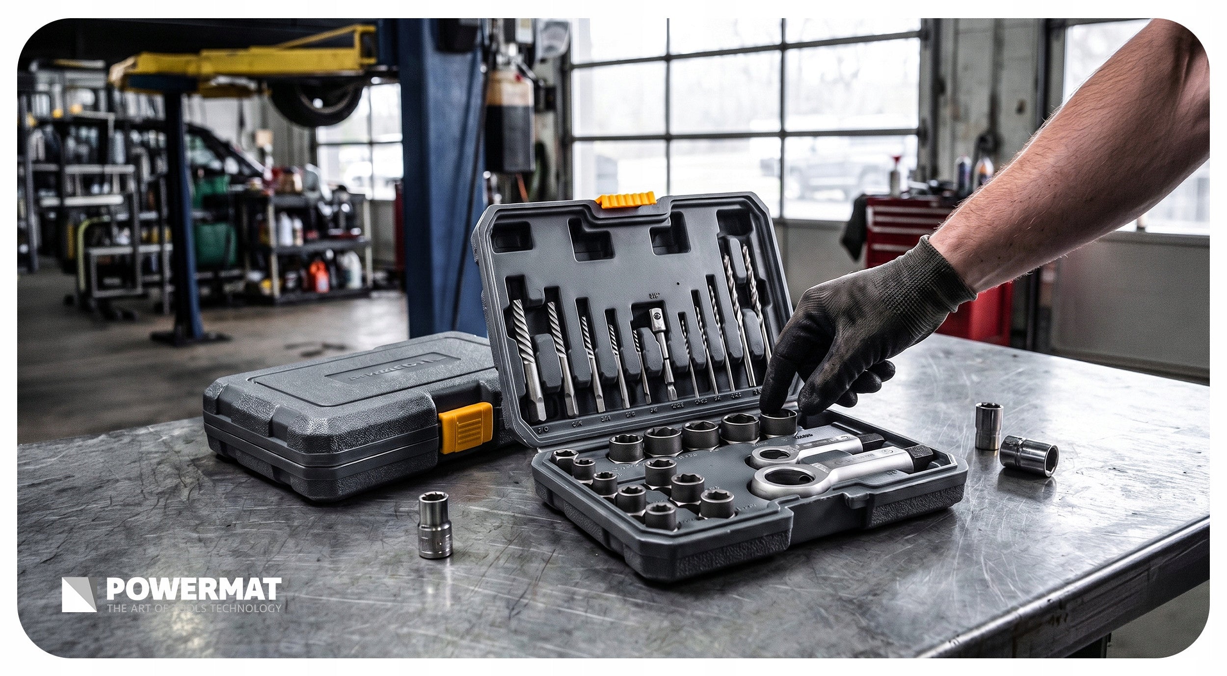 SET OF CUTTERS AND UNSCREWERS FOR DAMAGED BOLTS OF PIN NUTS 26 EL Product weight with unit packaging 1.7 kg