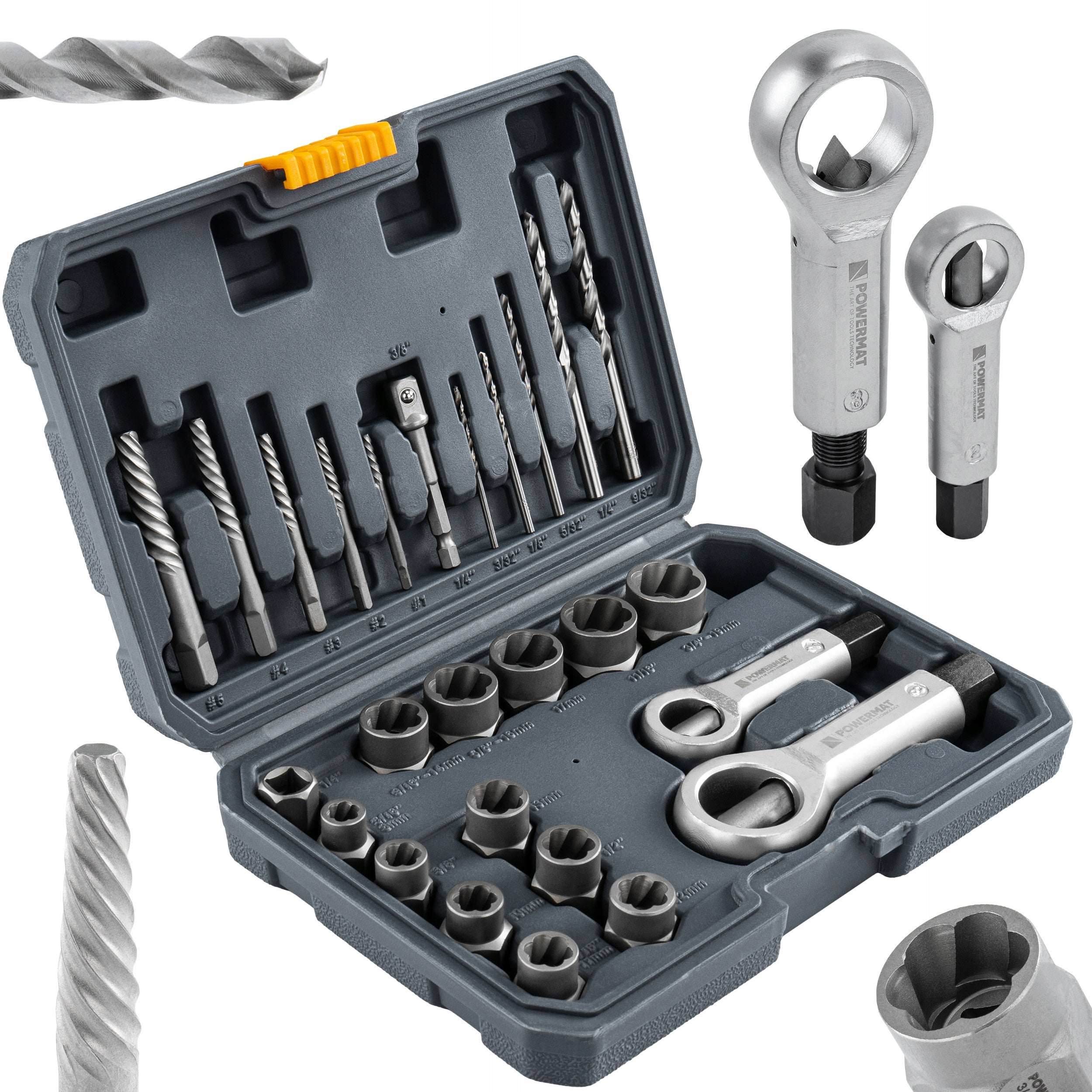SET OF CUTTERS AND UNSCREWERS FOR DAMAGED BOLTS OF PIN NUTS 26 EL