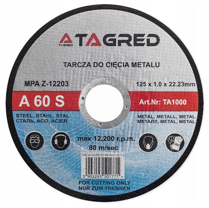 SET OF CUTTING DISCS FOR GRINDING METAL STEEL 125 MM x 1MM INOX Manufacturer code TA1000