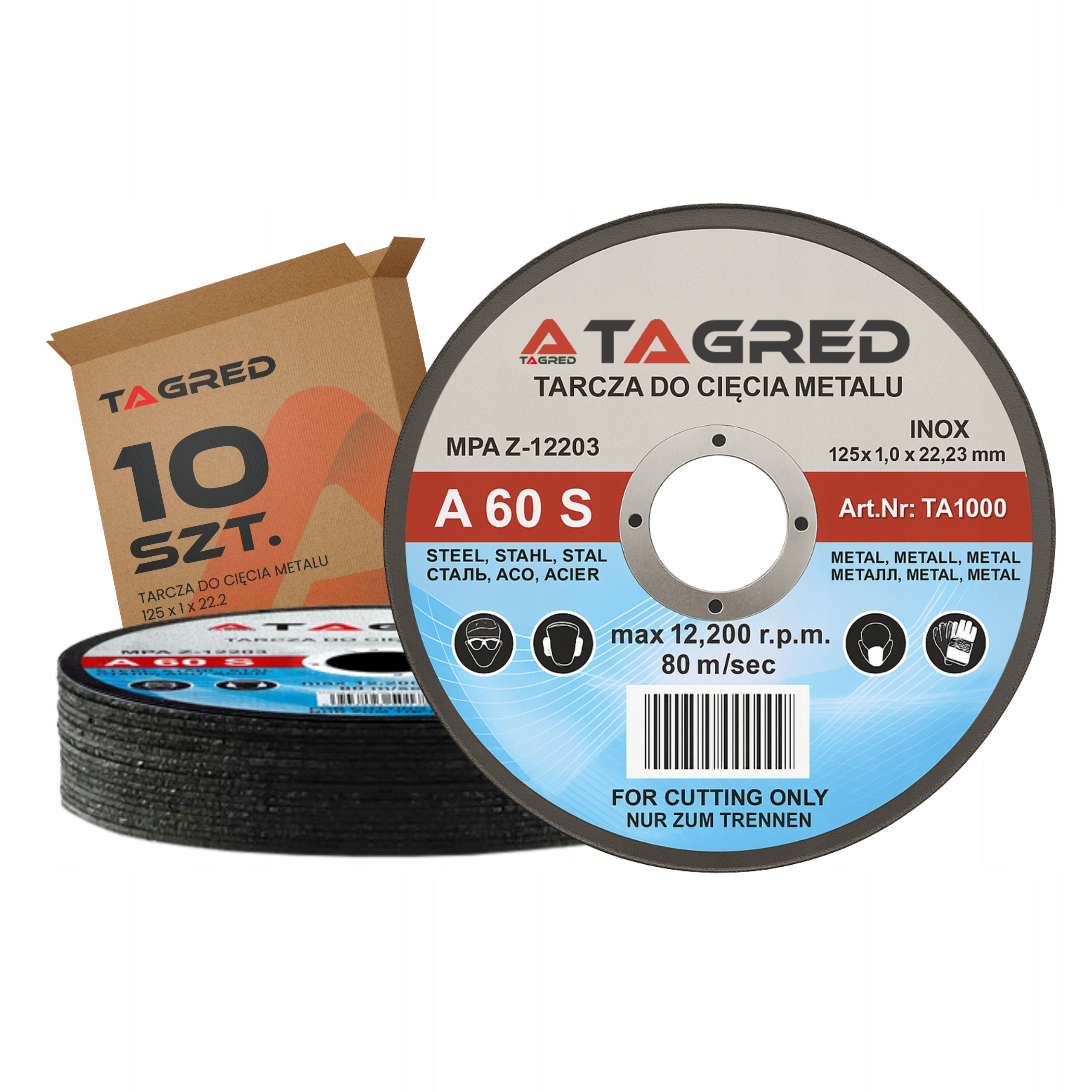 SET OF CUTTING DISCS FOR GRINDING METAL STEEL 125 MM x 1MM INOX