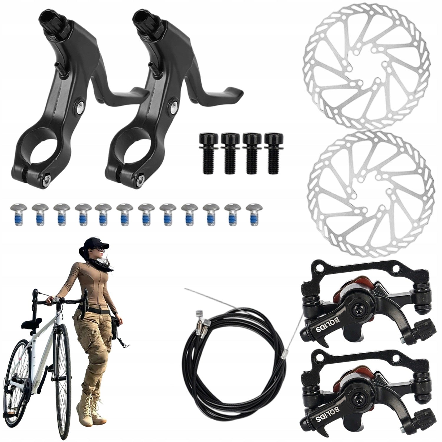 SET OF DISC BRAKES FOR MOUNTAIN BIKE, FRONT AND REAR WHEELS 160MM