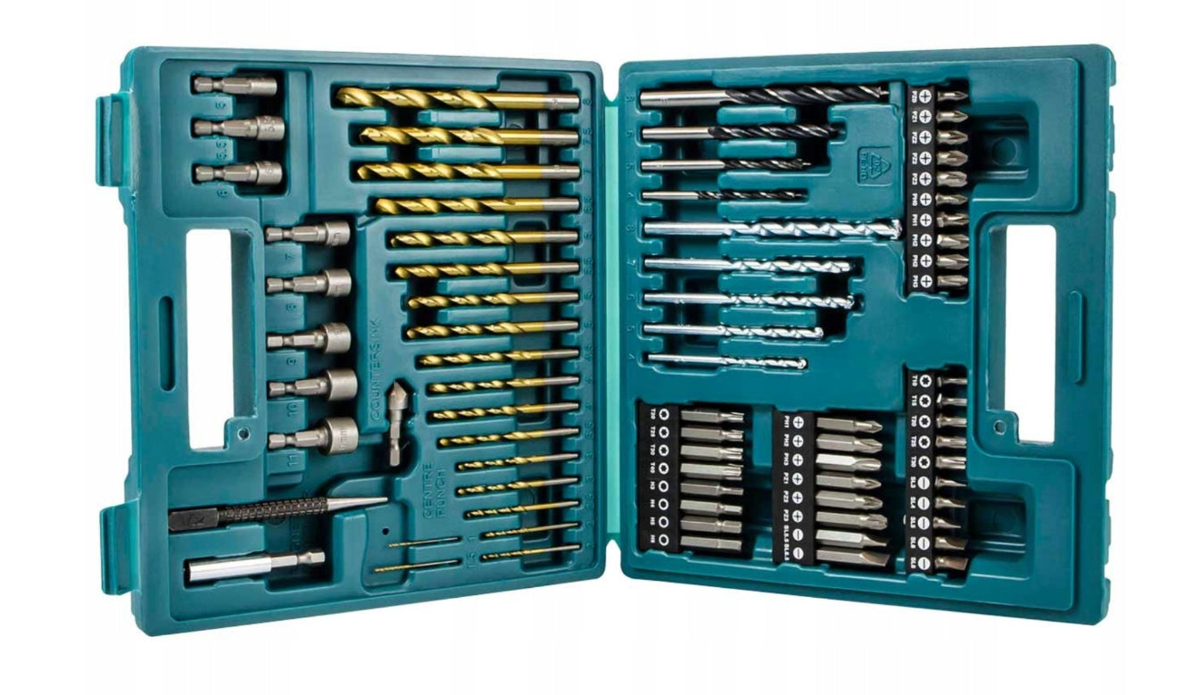 SET OF DRILL BITS 75 ELEMENTS MAKITA DRILL BITS FOR CONCRETE METAL CASE
