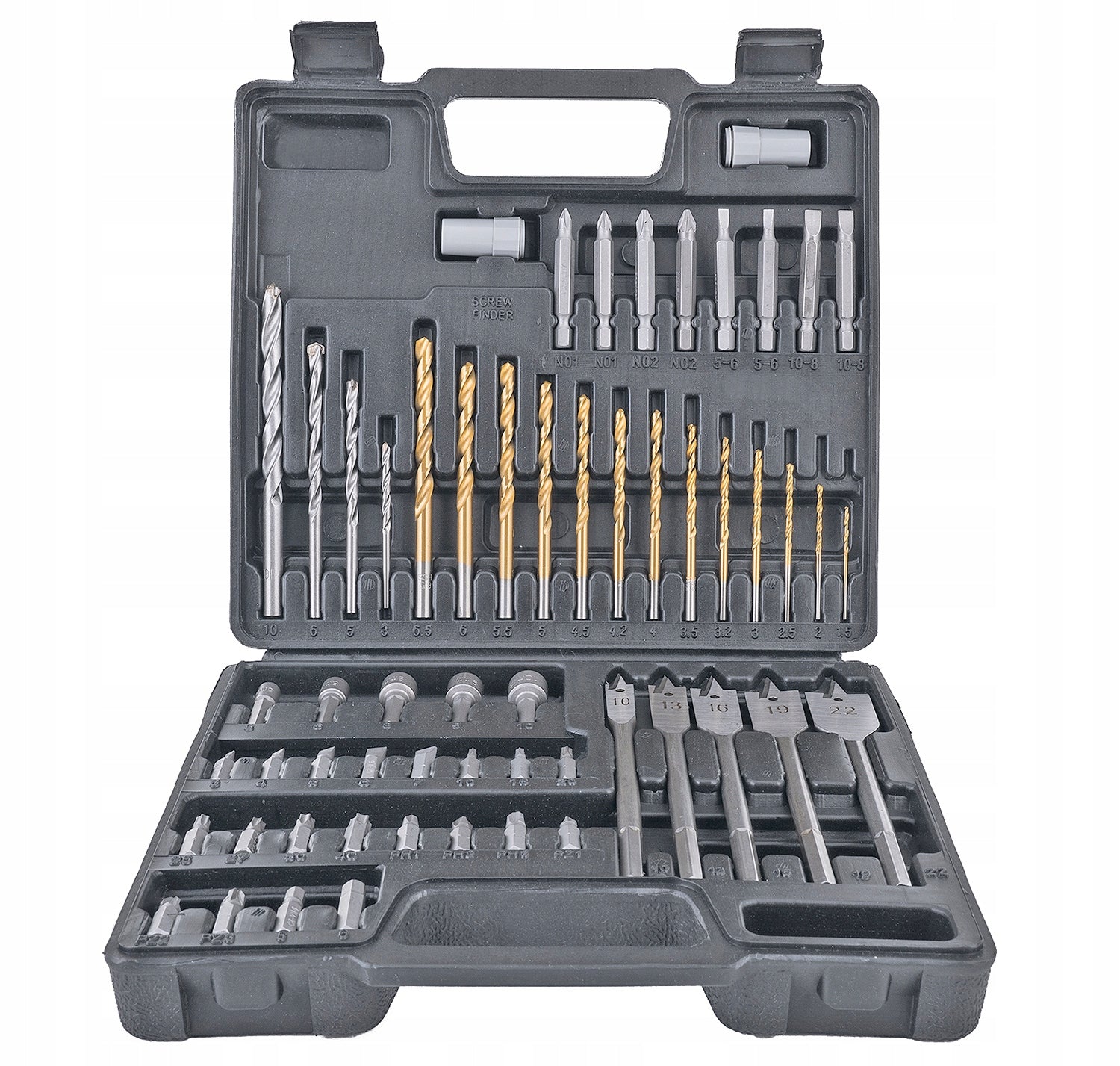 SET OF DRILL BITS AND BITS PADDLE DRILL BITS WOOD METAL CASE MP0608 Manufacturer code MP0608
