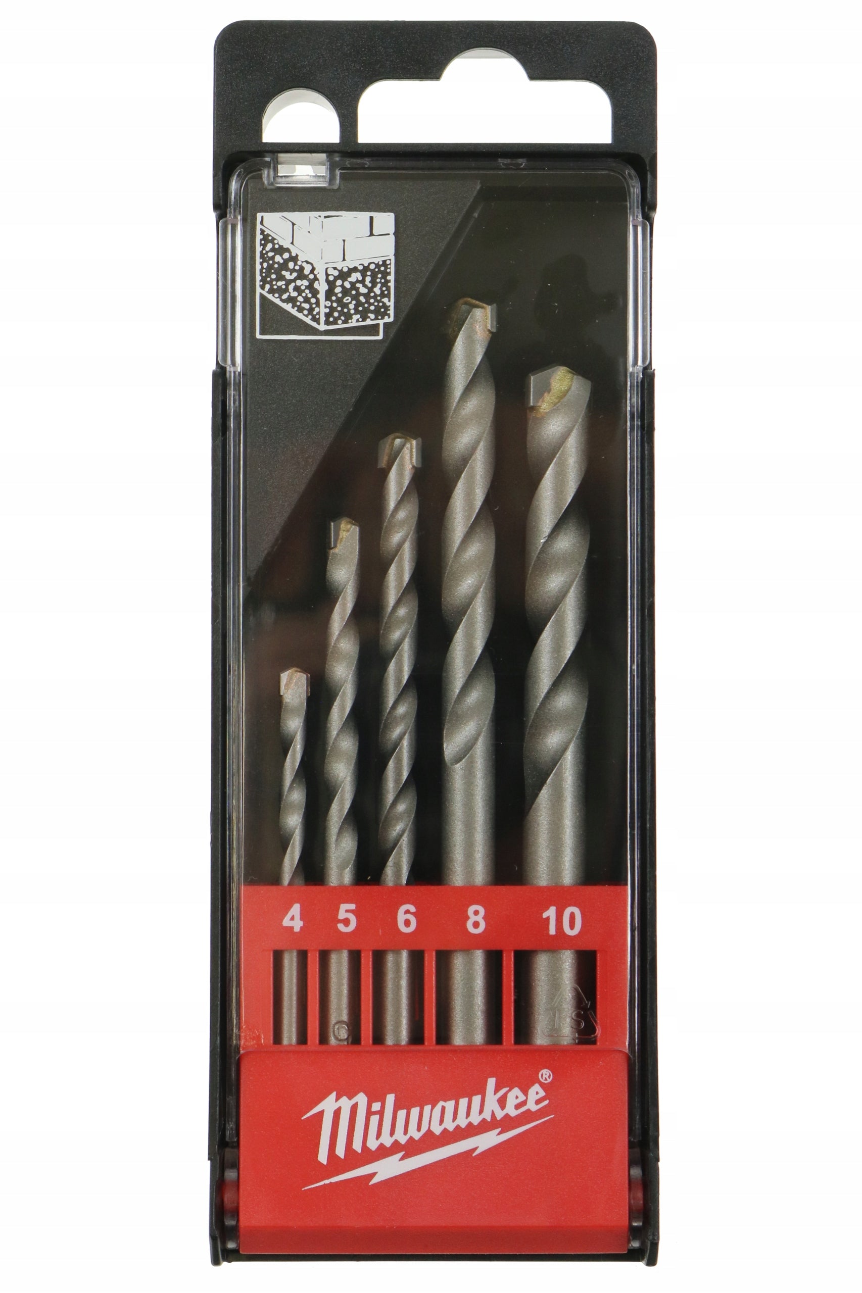 SET OF DRILL BITS FOR CONCRETE CYLINDRICAL HOLDER 4-10MM 5PCS MILWAUKEE