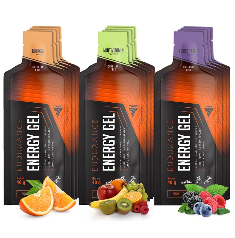 SET OF ENERGY GELS 12 PIECES DIFFERENT FLAVORS HANDY FOR MARATHON BIKE